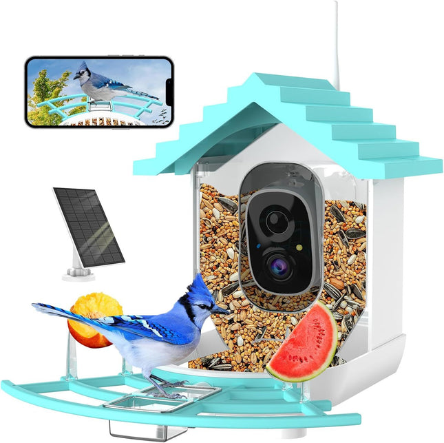 Smart Bird Feeder with Camera – Solar Powered, AI Bird Identifier, 2K Video & Instant Alerts