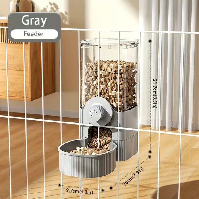 1.2L Automatic Pet Feeder with Water Dispenser – Cage Hanging Food Bowl for Cats, Puppies & Rabbits (Grey)