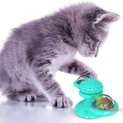 Windmill Cat Toy – Rotating Interactive Spinner with Suction Cup, Catnip & Toothbrush Ball