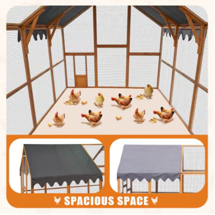 Outdoor Chicken Coop Enclosure – Large Walk-In Pet Playpen with Waterproof Roof (110")