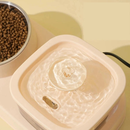 2-in-1 Cat Water Dispenser & Feeding Bowl – Dry & Wet Separation with Automatic Flow Design