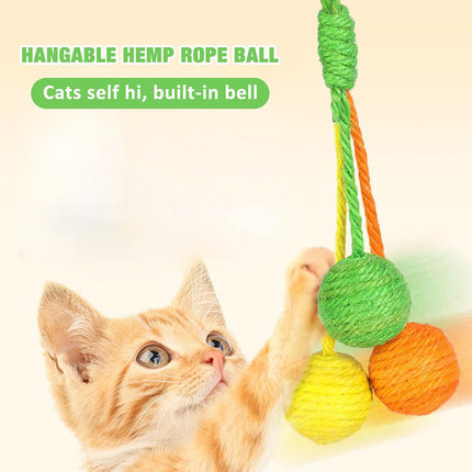 Cat Scratcher Sisal Rope Ball Toy – Chewable, Rolling & Interactive Play for Kittens & Small Pets