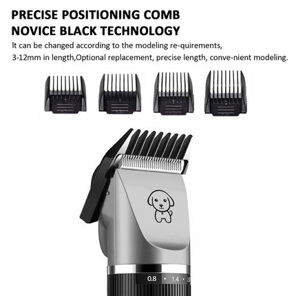 Electric Pet Grooming Kit – Cordless Hair Clipper for Dogs & Cats | Quiet Shaver with Combs, Scissors & USB Recharge