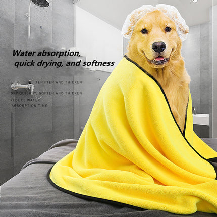 Quick-Dry Microfiber Dog Towels – Super Absorbent Pet Bath Towel for Dogs & Cats (Yellow)