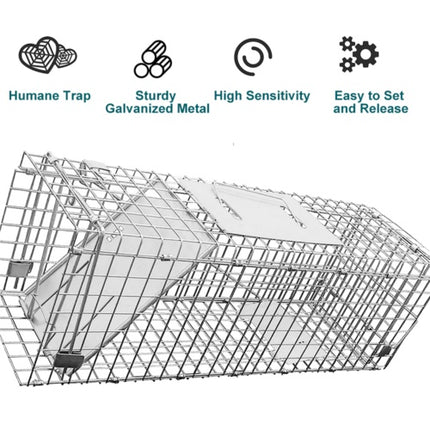 Humane Live Animal Trap Cage – Folding Steel Cage for Possum, Rabbit, Cat, Fox & More (66cm)