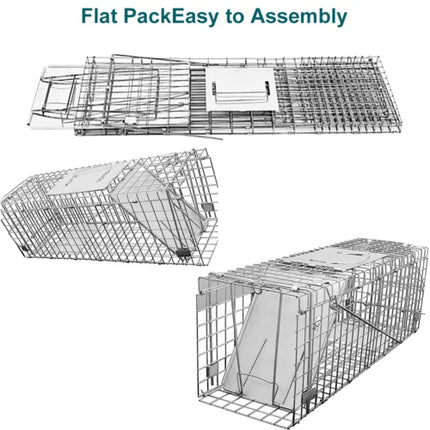 Humane Live Animal Trap Cage – Folding Steel Cage for Possum, Rabbit, Cat, Fox & More (66cm)