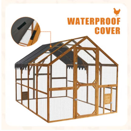 Outdoor Chicken Coop Enclosure – Large Walk-In Pet Playpen with Waterproof Roof (110")