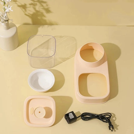 2-in-1 Cat Water Dispenser & Feeding Bowl – Dry & Wet Separation with Automatic Flow Design
