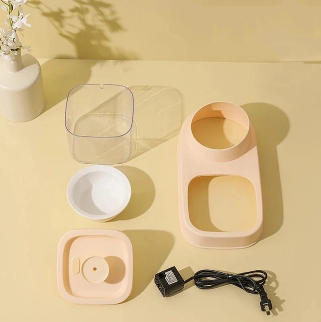 2-in-1 Cat Water Dispenser & Feeding Bowl โ Dry & Wet Separation with Automatic Flow Design