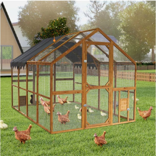 Outdoor Chicken Coop Enclosure – Large Walk-In Pet Playpen with Waterproof Roof (110")