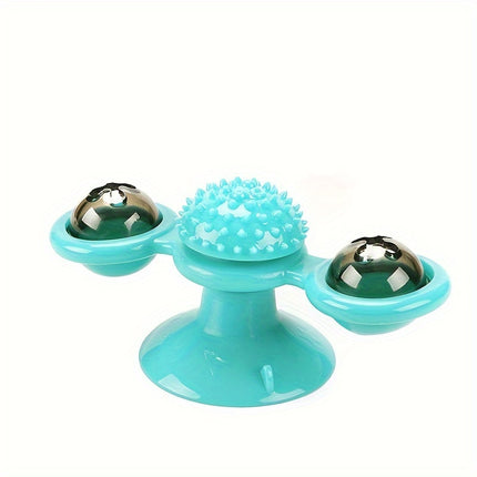 Windmill Cat Toy – Rotating Interactive Spinner with Suction Cup, Catnip & Toothbrush Ball