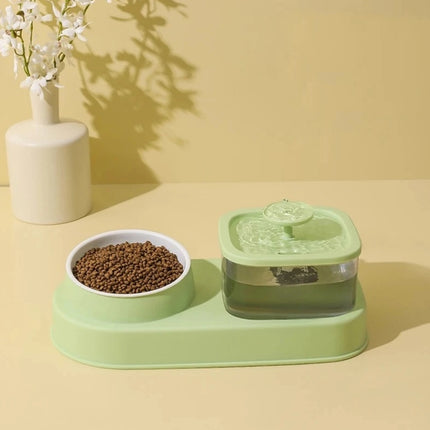 2-in-1 Cat Water Dispenser & Feeding Bowl – Dry & Wet Separation with Automatic Flow Design