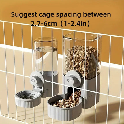 1.2L Automatic Pet Feeder with Water Dispenser – Cage Hanging Food Bowl for Cats, Puppies & Rabbits (Grey)