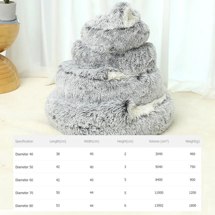 Hooded Plush Cat Bed – Round Donut Cave Bed for Cats & Small Dogs | Semi-Enclosed, Warm & Washable