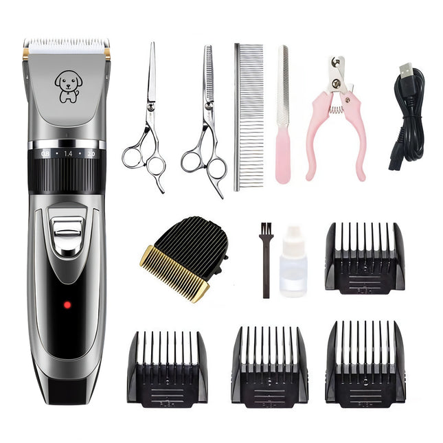 Electric Pet Grooming Kit – Cordless Hair Clipper for Dogs & Cats | Quiet Shaver with Combs, Scissors & USB Recharge