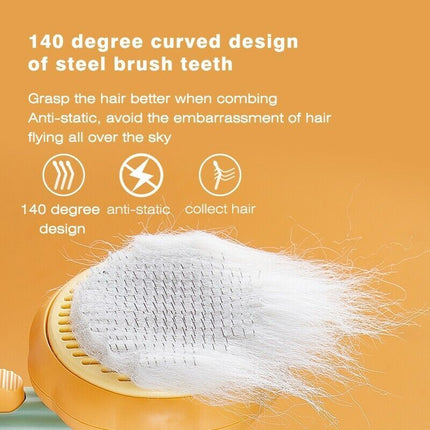 Pumpkin-Style Grooming Brush for Cats & Dogs – Self-Cleaning Needle Comb for Hair Removal & Undercoat Care