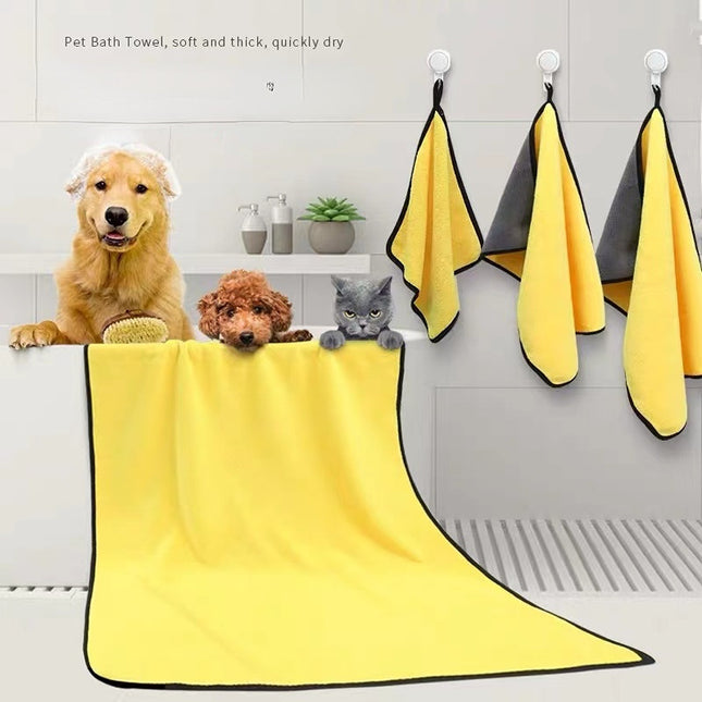 Quick-Dry Microfiber Dog Towels – Super Absorbent Pet Bath Towel for Dogs & Cats (Yellow)