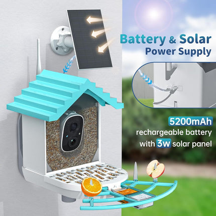 Smart Bird Feeder with Camera – Solar Powered, AI Bird Identifier, 2K Video & Instant Alerts
