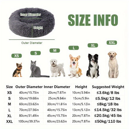 Calming Cat Bed – Round Donut Cuddler for Cats & Small Dogs | Non-Slip & Machine Washable