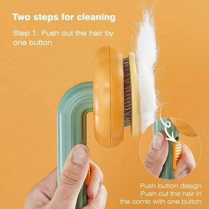 Pumpkin-Style Grooming Brush for Cats & Dogs – Self-Cleaning Needle Comb for Hair Removal & Undercoat Care