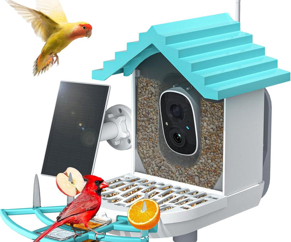 Wireless Bird Feeder Camera Green Feathers Wireless Bird Feeder