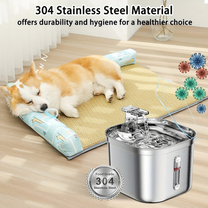 Stainless Steel Dog Water Fountain – 73oz Automatic Pet Water Dispenser with Ultra-Quiet Pump & 3 Filters