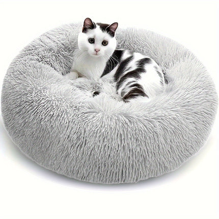 Calming Cat Bed – Round Donut Cuddler for Cats & Small Dogs | Non-Slip & Machine Washable