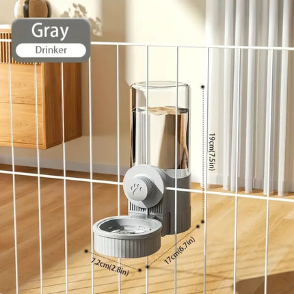 1.2L Automatic Pet Feeder with Water Dispenser – Cage Hanging Food Bowl for Cats, Puppies & Rabbits (Grey)