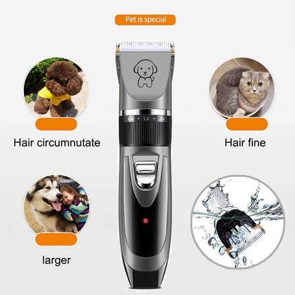 Electric Pet Grooming Kit – Cordless Hair Clipper for Dogs & Cats | Quiet Shaver with Combs, Scissors & USB Recharge