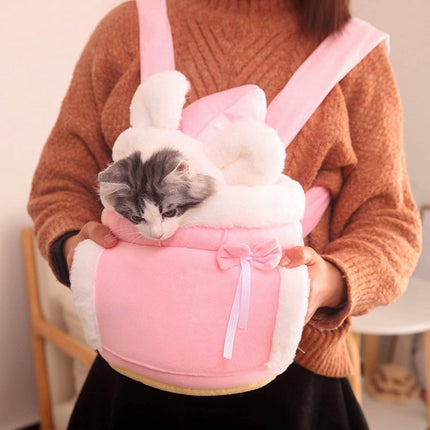 Cat Bed - Backpack for Pet Travel - Can be used as a cat basket indoors - Side pockets to keep your hands warm - Wide shoulder straps - Best choice for traveling with small pets (Pink, Size L: 33*25*27)