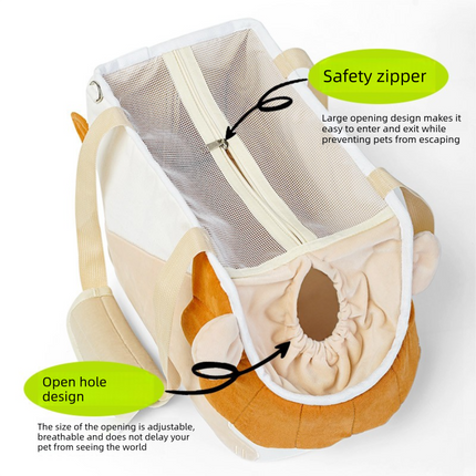 Lion Shape Pet Carrier Bag Large Capacity Breathable Mesh Adjustable Opening Portable Handheld Shoulder Travel Bag for Local Pet Owners and Small Animals