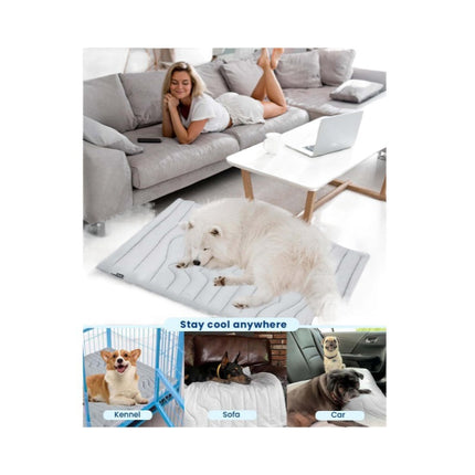 Pet Cooling Mat Self Cooling Pad for Dogs Cats Dual Sided Summer Sleeping Bed Grey Small (51x41cm)