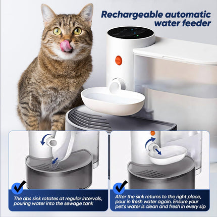 Smart Rechargeable Pet Water Fountain – 101oz Tilt-to-Drink Bowl with Waste Separation & USB Charging