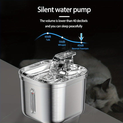 Stainless Steel Dog Water Fountain – 73oz Automatic Pet Water Dispenser with Ultra-Quiet Pump & 3 Filters