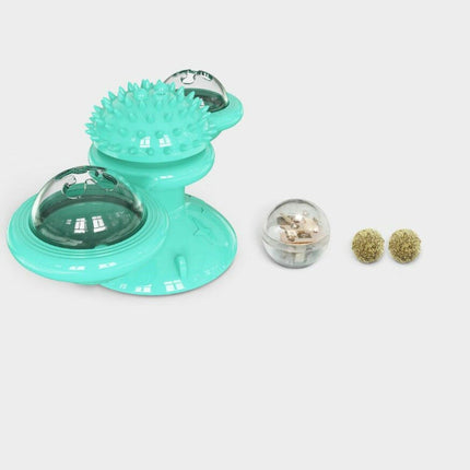 Windmill Cat Toy – Rotating Interactive Spinner with Suction Cup, Catnip & Toothbrush Ball