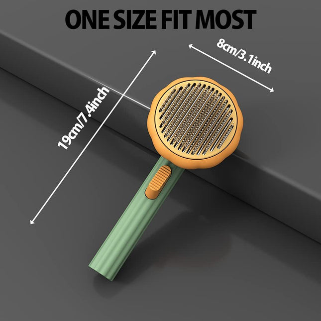 Pumpkin-Style Grooming Brush for Cats & Dogs β Self-Cleaning Needle Comb for Hair Removal & Undercoat Care