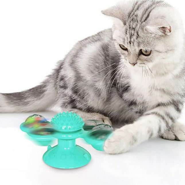 Windmill Cat Toy β Rotating Interactive Spinner with Suction Cup, Catnip & Toothbrush Ball