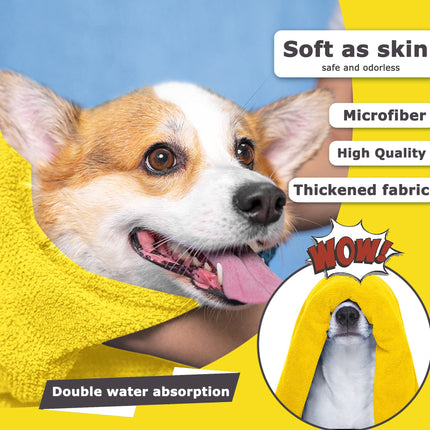 Quick-Dry Microfiber Dog Towels – Super Absorbent Pet Bath Towel for Dogs & Cats (Yellow)