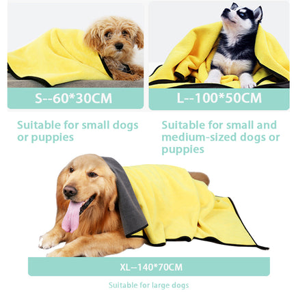 Quick-Dry Microfiber Dog Towels – Super Absorbent Pet Bath Towel for Dogs & Cats (Yellow)
