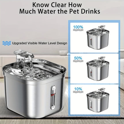 Stainless Steel Dog Water Fountain – 73oz Automatic Pet Water Dispenser with Ultra-Quiet Pump & 3 Filters