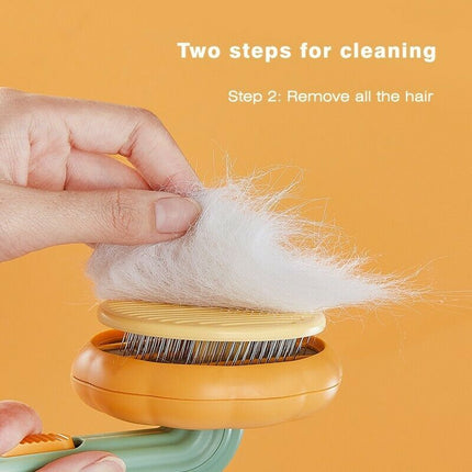 Pumpkin-Style Grooming Brush for Cats & Dogs – Self-Cleaning Needle Comb for Hair Removal & Undercoat Care