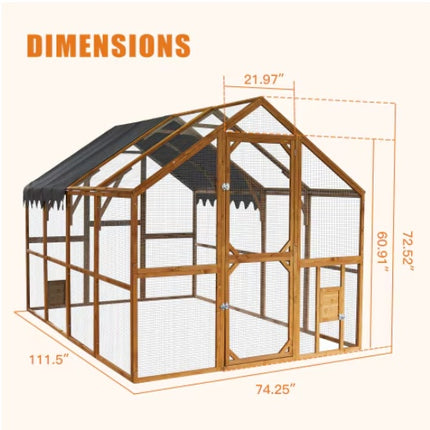 Outdoor Chicken Coop Enclosure – Large Walk-In Pet Playpen with Waterproof Roof (110")