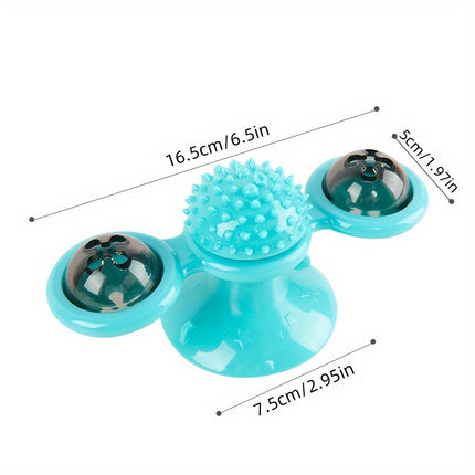 Windmill Cat Toy – Rotating Interactive Spinner with Suction Cup, Catnip & Toothbrush Ball