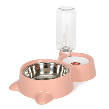 Automatic Pet Food & Water Feeder – Gravity Cat Water Bowl & Stainless Steel Dog Bowl Combo (Blue)